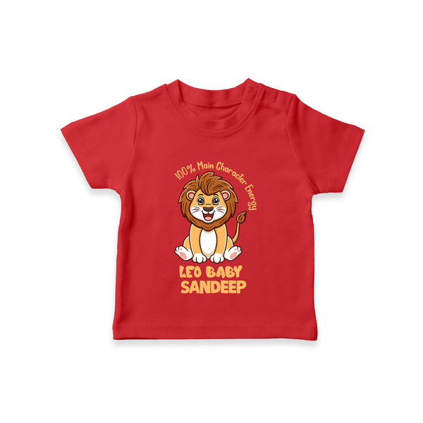 100% Main Character Energy Leo Baby T-Shirt | Personalized Leo T-Shirt for Your Little Star - RED - 0-5 Months Old (Chest 17")