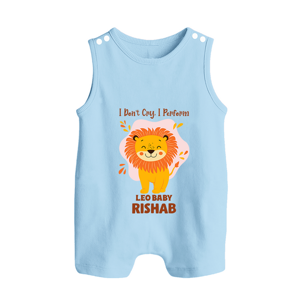 I DonÕt Cry, I Perform Leo Baby Romper Suit / Sleeveless Romper | Custom Leo Romper Suit / Sleeveless Romper for Your Little Performer - BABY BLUE - 0 - 5 Months Old (Chest 18")