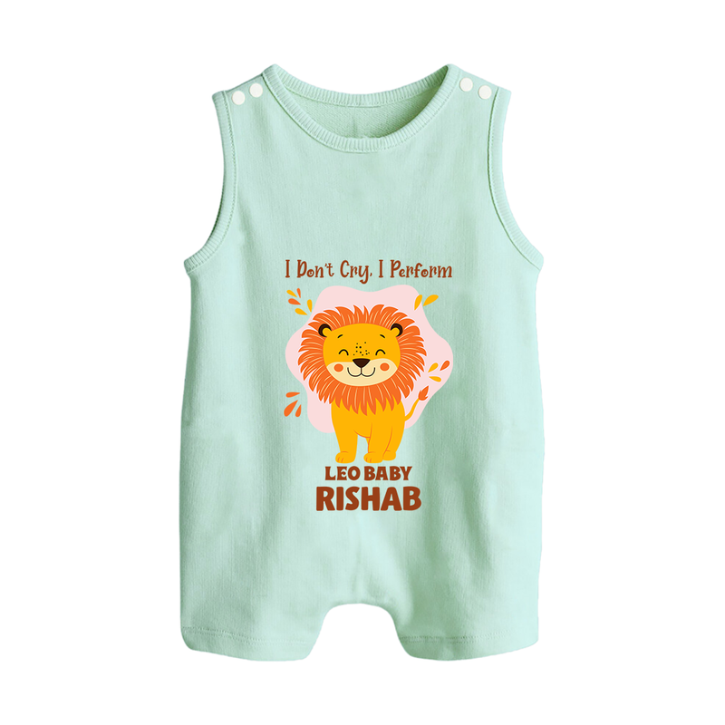 I DonÕt Cry, I Perform Leo Baby Romper Suit / Sleeveless Romper | Custom Leo Romper Suit / Sleeveless Romper for Your Little Performer - MINT GREEN - 0 - 5 Months Old (Chest 18")