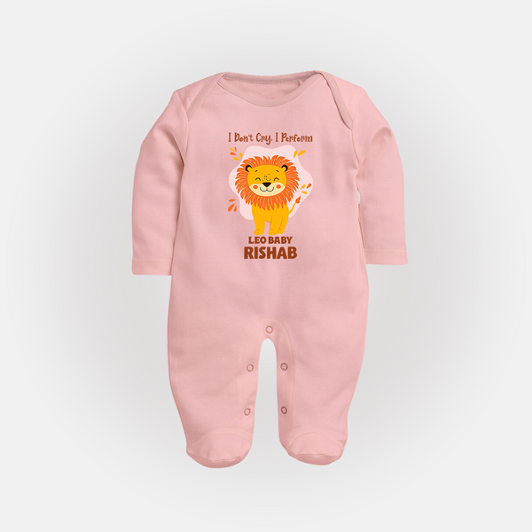 I DonÕt Cry, I Perform Leo Baby Sleepsuit / Full Sleeve Bodysuit | Custom Leo Sleepsuit / Full Sleeve Bodysuit for Your Little Performer - BABY PINK - New Born (Chest 7.5")