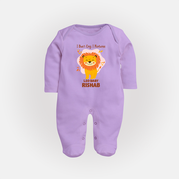 I DonÕt Cry, I Perform Leo Baby Sleepsuit / Full Sleeve Bodysuit | Custom Leo Sleepsuit / Full Sleeve Bodysuit for Your Little Performer - LILAC - New Born (Chest 7.5")