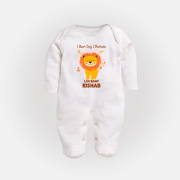 I DonÕt Cry, I Perform Leo Baby Sleepsuit / Full Sleeve Bodysuit | Custom Leo Sleepsuit / Full Sleeve Bodysuit for Your Little Performer - WHITE - New Born (Chest 7.5")