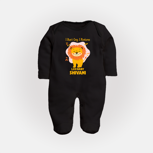 I DonÕt Cry, I Perform Leo Baby Sleepsuit / Full Sleeve Bodysuit | Custom Leo Sleepsuit / Full Sleeve Bodysuit for Your Little Performer - BLACK - New Born (Chest 7.5")