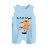 Born To Rule The PlayPen Leo Romper Suit / Sleeveless Romper | Personalized Leo Romper Suit / Sleeveless Romper for Your Little Ruler - BABY BLUE - 0 - 5 Months Old (Chest 18")