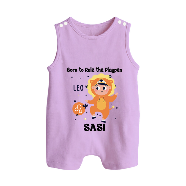 Born To Rule The PlayPen Leo Romper Suit / Sleeveless Romper | Personalized Leo Romper Suit / Sleeveless Romper for Your Little Ruler - LILAC - 0 - 5 Months Old (Chest 18")