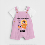 Born To Rule The PlayPen Leo Dungaree Set | Personalized Leo Dungaree Set for Your Little Ruler - BABY PINK - 0 - 5 Months Old (Chest 18")