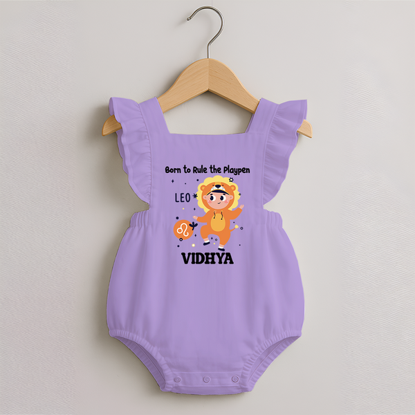 Born To Rule The PlayPen Leo Romper Frock | Personalized Leo Romper Frock for Your Little Ruler - LILAC - 0 - 3 Months Old (Chest 19")
