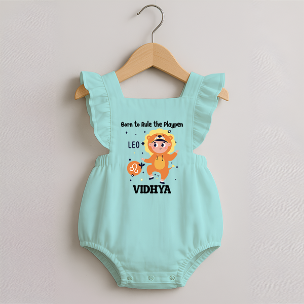 Born To Rule The PlayPen Leo Romper Frock | Personalized Leo Romper Frock for Your Little Ruler - MINT GREEN - 0 - 3 Months Old (Chest 19")