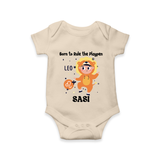 Born To Rule The PlayPen Leo Romper / Onesie | Personalized Leo Romper / Onesie for Your Little Ruler - IVORY - New Born (Chest 14")