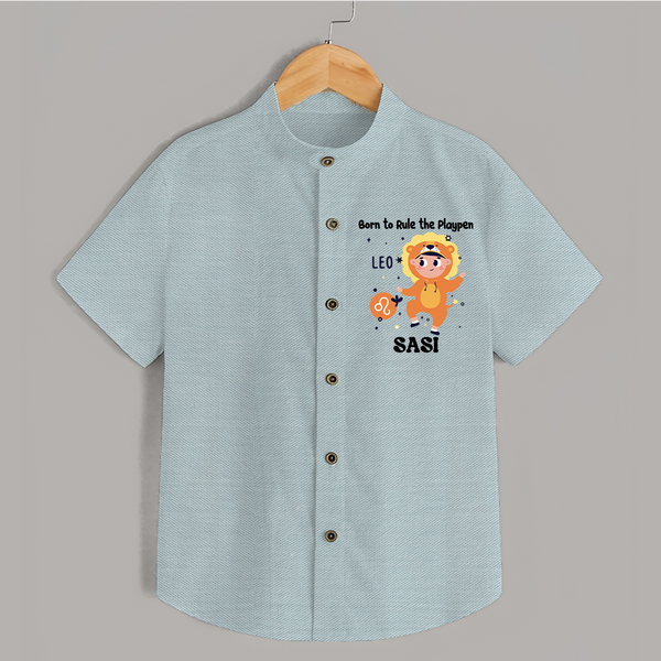 Born To Rule The PlayPen Leo Shirt | Personalized Leo Shirt for Your Little Ruler - ARCTIC BLUE - 0 - 6 Months Old (Chest 23")