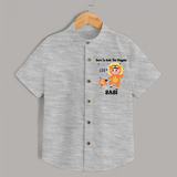 Born To Rule The PlayPen Leo Shirt | Personalized Leo Shirt for Your Little Ruler - GREY - 0 - 6 Months Old (Chest 23")
