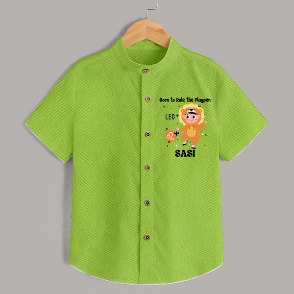 Born To Rule The PlayPen Leo Shirt | Personalized Leo Shirt for Your Little Ruler - LIME GREEN - 0 - 6 Months Old (Chest 23")