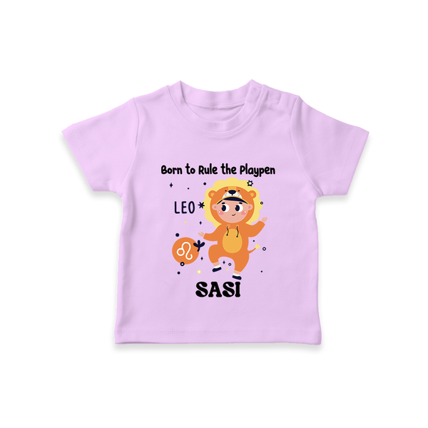 Born To Rule The PlayPen Leo T-Shirt | Personalized Leo T-Shirt for Your Little Ruler - LILAC - 0-5 Months Old (Chest 17")