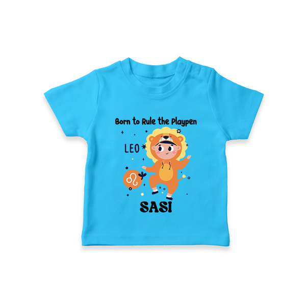 Born To Rule The PlayPen Leo T-Shirt | Personalized Leo T-Shirt for Your Little Ruler - SKY BLUE - 0-5 Months Old (Chest 17")
