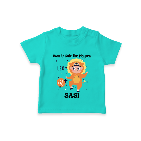 Born To Rule The PlayPen Leo T-Shirt | Personalized Leo T-Shirt for Your Little Ruler - TEAL - 0-5 Months Old (Chest 17")