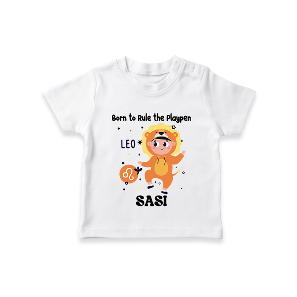 Born To Rule The PlayPen Leo T-Shirt | Personalized Leo T-Shirt for Your Little Ruler - WHITE - 0-5 Months Old (Chest 17")