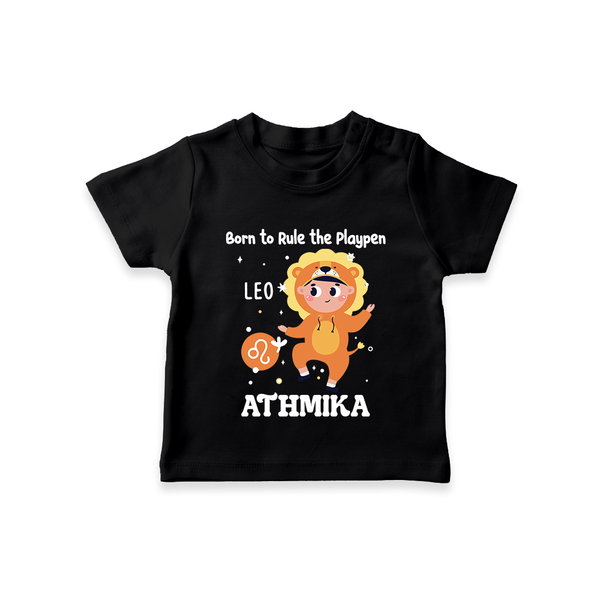 Born To Rule The PlayPen Leo T-Shirt | Personalized Leo T-Shirt for Your Little Ruler - BLACK - 0-5 Months Old (Chest 17")