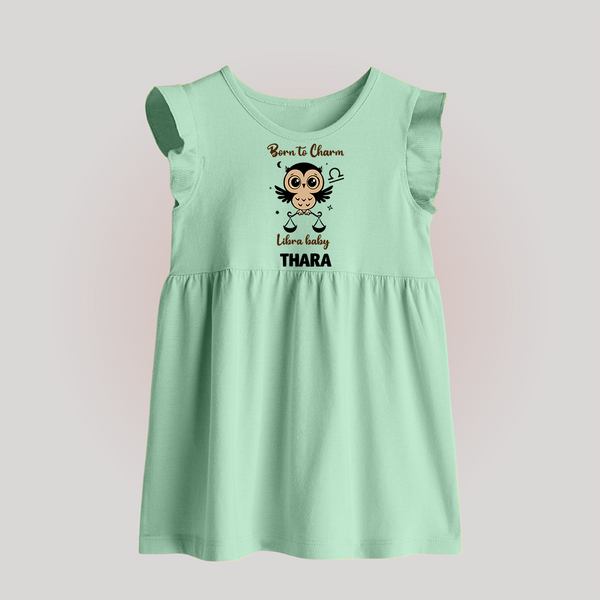Born To Charm Libra Baby Frock | Custom Libra Baby Frock for Your Charming Baby - MINT GREEN - 0 - 3 Months Old (Chest 17")