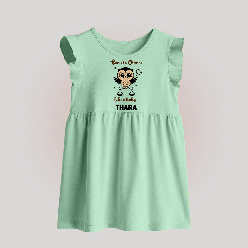 Born To Charm Libra Baby Frock | Custom Libra Baby Frock for Your Charming Baby - MINT GREEN - 0 - 3 Months Old (Chest 17")