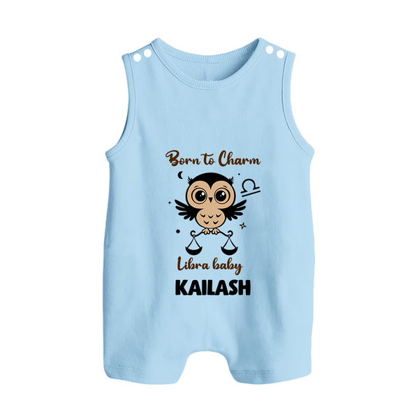 Born To Charm Libra Baby Romper Suit / Sleeveless Romper | Custom Libra Romper Suit / Sleeveless Romper for Your Charming Baby - BABY BLUE - 0 - 5 Months Old (Chest 18")