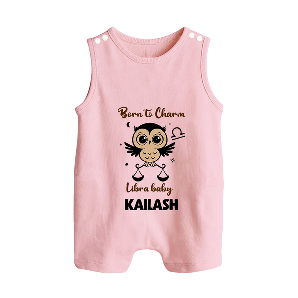 Born To Charm Libra Baby Romper Suit / Sleeveless Romper | Custom Libra Romper Suit / Sleeveless Romper for Your Charming Baby - BABY PINK - 0 - 5 Months Old (Chest 18")