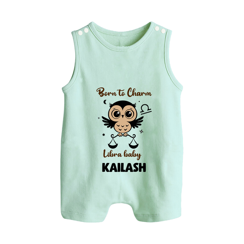 Born To Charm Libra Baby Romper Suit / Sleeveless Romper | Custom Libra Romper Suit / Sleeveless Romper for Your Charming Baby - MINT GREEN - 0 - 5 Months Old (Chest 18")