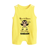Born To Charm Libra Baby Romper Suit / Sleeveless Romper | Custom Libra Romper Suit / Sleeveless Romper for Your Charming Baby - PASTEL YELLOW - 0 - 5 Months Old (Chest 18")