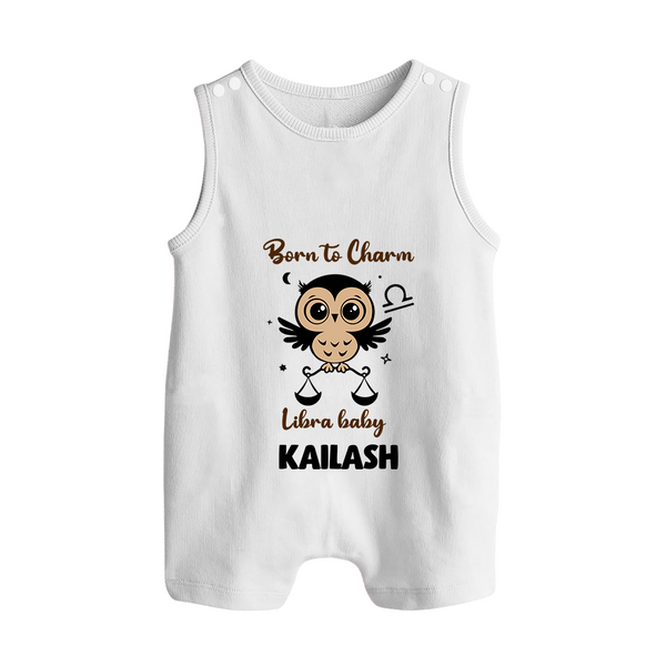 Born To Charm Libra Baby Romper Suit / Sleeveless Romper | Custom Libra Romper Suit / Sleeveless Romper for Your Charming Baby - WHITE - 0 - 5 Months Old (Chest 18")