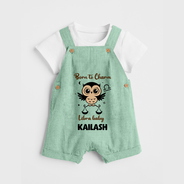 Born To Charm Libra Baby Dungaree Set | Custom Libra Dungaree Set for Your Charming Baby - MINT GREEN - 0 - 5 Months Old (Chest 18")