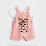 Born To Charm Libra Baby Dungaree Set | Custom Libra Dungaree Set for Your Charming Baby - PEACH - 0 - 5 Months Old (Chest 18")