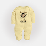Born To Charm Libra Baby Sleepsuit / Full Sleeve Bodysuit | Custom Libra Sleepsuit / Full Sleeve Bodysuit for Your Charming Baby - PASTEL YELLOW - New Born (Chest 7.5")