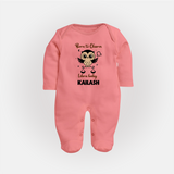 Born To Charm Libra Baby Sleepsuit / Full Sleeve Bodysuit | Custom Libra Sleepsuit / Full Sleeve Bodysuit for Your Charming Baby - PEACH - New Born (Chest 7.5")
