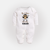 Born To Charm Libra Baby Sleepsuit / Full Sleeve Bodysuit | Custom Libra Sleepsuit / Full Sleeve Bodysuit for Your Charming Baby - WHITE - New Born (Chest 7.5")