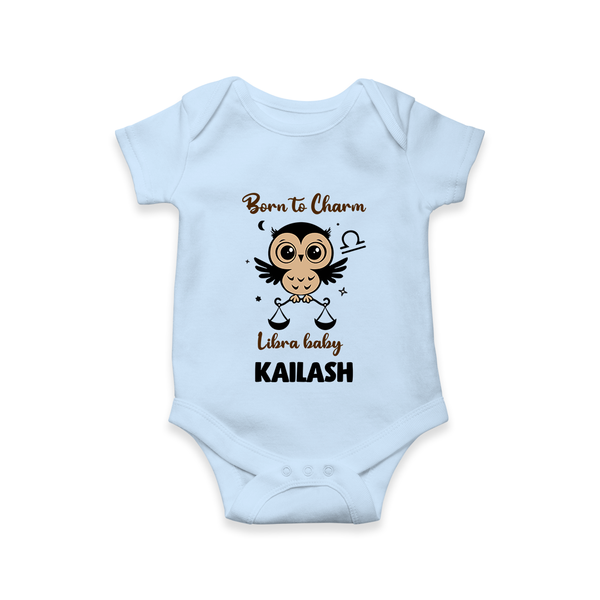 Born To Charm Libra Baby Romper / Onesie | Custom Libra Romper / Onesie for Your Charming Baby - BABY BLUE - New Born (Chest 14")