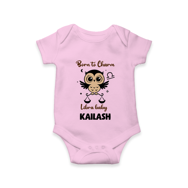 Born To Charm Libra Baby Romper / Onesie | Custom Libra Romper / Onesie for Your Charming Baby - BABY PINK - New Born (Chest 14")