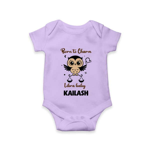 Born To Charm Libra Baby Romper / Onesie | Custom Libra Romper / Onesie for Your Charming Baby - LILAC - New Born (Chest 14")