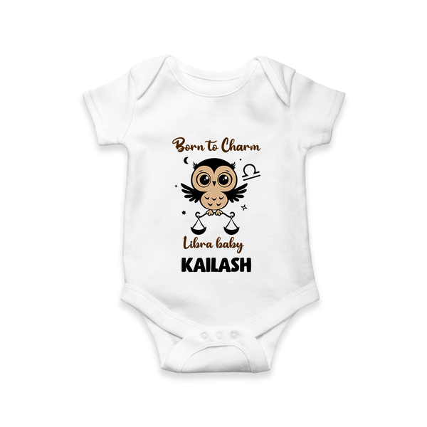 Born To Charm Libra Baby Romper / Onesie | Custom Libra Romper / Onesie for Your Charming Baby - WHITE - New Born (Chest 14")