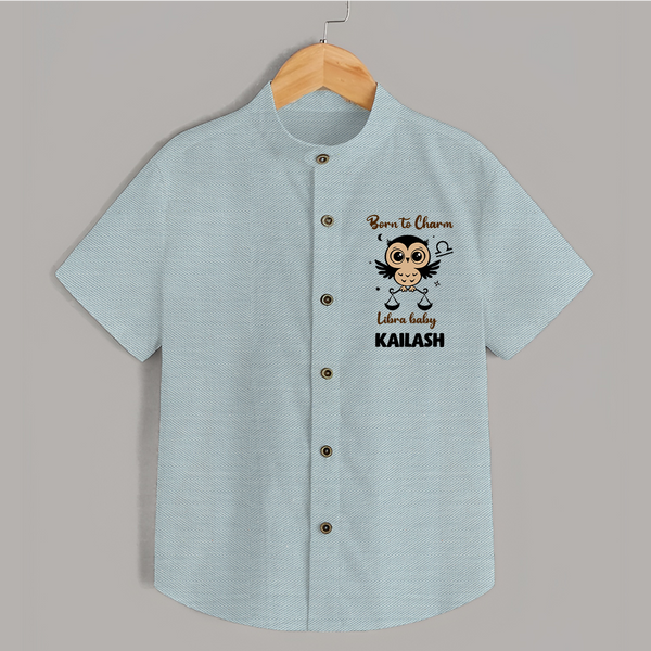 Born To Charm Libra Baby Shirt | Custom Libra Shirt for Your Charming Baby - ARCTIC BLUE - 0 - 6 Months Old (Chest 23")