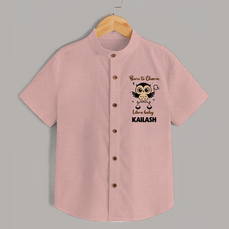 Born To Charm Libra Baby Shirt | Custom Libra Shirt for Your Charming Baby - PEACH - 0 - 6 Months Old (Chest 23")