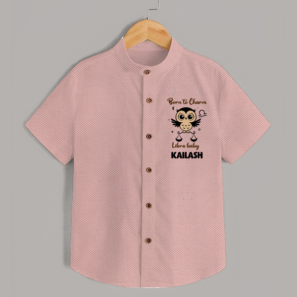 Born To Charm Libra Baby Shirt | Custom Libra Shirt for Your Charming Baby - PEACH - 0 - 6 Months Old (Chest 23")