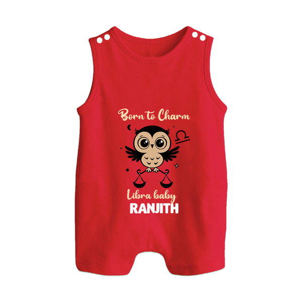 Born To Charm Libra Baby Romper Suit / Sleeveless Romper | Custom Libra Romper Suit / Sleeveless Romper for Your Charming Baby - RED - 0 - 5 Months Old (Chest 18")