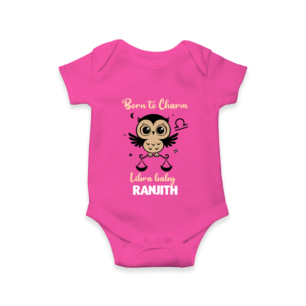 Born To Charm Libra Baby Romper / Onesie | Custom Libra Romper / Onesie for Your Charming Baby - HOT PINK - New Born (Chest 14")