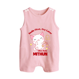 Smile First, Cry Later Libra Style Romper Suit / Sleeveless Romper | Personalized Libra Romper Suit / Sleeveless Romper for Your Little Smiler - BABY PINK - 0 - 5 Months Old (Chest 18")