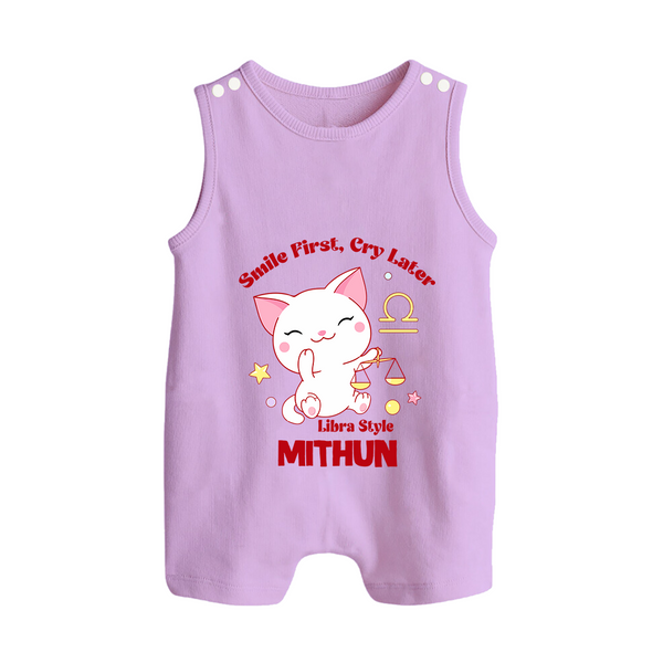Smile First, Cry Later Libra Style Romper Suit / Sleeveless Romper | Personalized Libra Romper Suit / Sleeveless Romper for Your Little Smiler - LILAC - 0 - 5 Months Old (Chest 18")