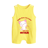 Smile First, Cry Later Libra Style Romper Suit / Sleeveless Romper | Personalized Libra Romper Suit / Sleeveless Romper for Your Little Smiler - PASTEL YELLOW - 0 - 5 Months Old (Chest 18")
