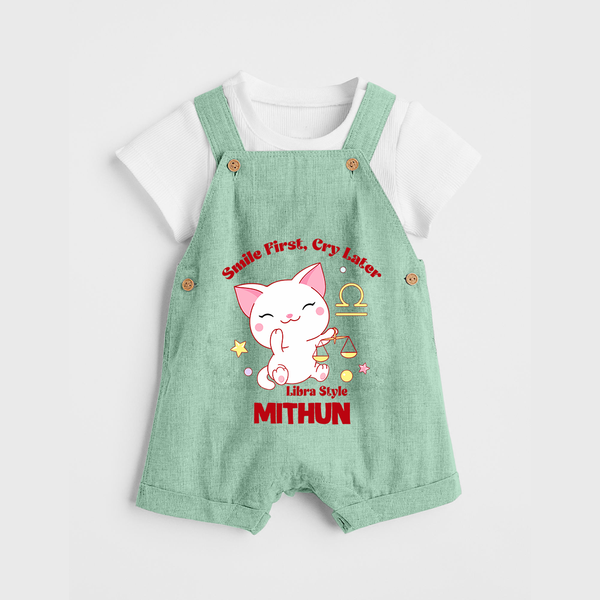 Smile First, Cry Later Libra Style Dungaree Set | Personalized Libra Dungaree Set for Your Little Smiler - MINT GREEN - 0 - 5 Months Old (Chest 18")