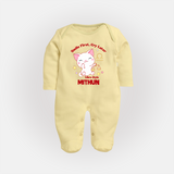 Smile First, Cry Later Libra Style Sleepsuit / Full Sleeve Bodysuit | Personalized Libra Sleepsuit / Full Sleeve Bodysuit for Your Little Smiler - PASTEL YELLOW - New Born (Chest 7.5")