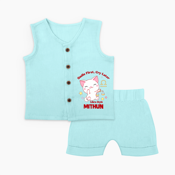 Smile First, Cry Later Libra Style Jabla Set | Personalized Libra Jabla Set for Your Little Smiler - BABY BLUE - 0 - 3 Months Old (Chest 9.8")