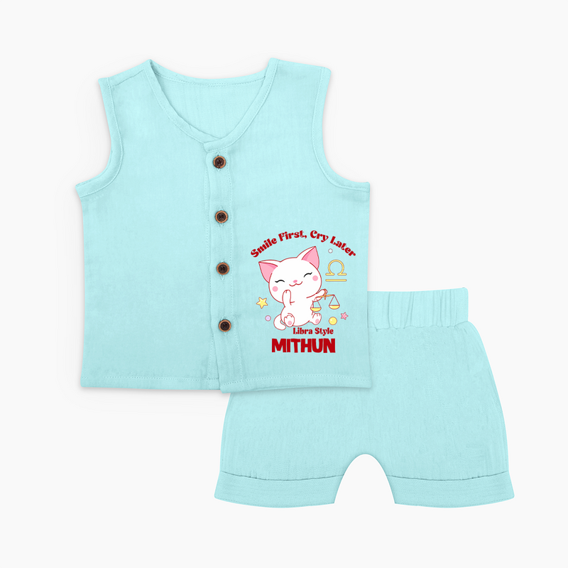 Smile First, Cry Later Libra Style Jabla Set | Personalized Libra Jabla Set for Your Little Smiler - BABY BLUE - 0 - 3 Months Old (Chest 9.8")