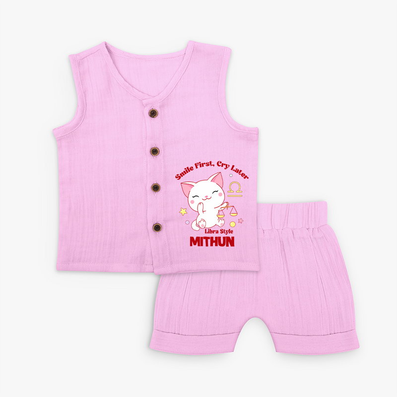Smile First, Cry Later Libra Style Jabla Set | Personalized Libra Jabla Set for Your Little Smiler - BABY PINK - 0 - 3 Months Old (Chest 9.8")